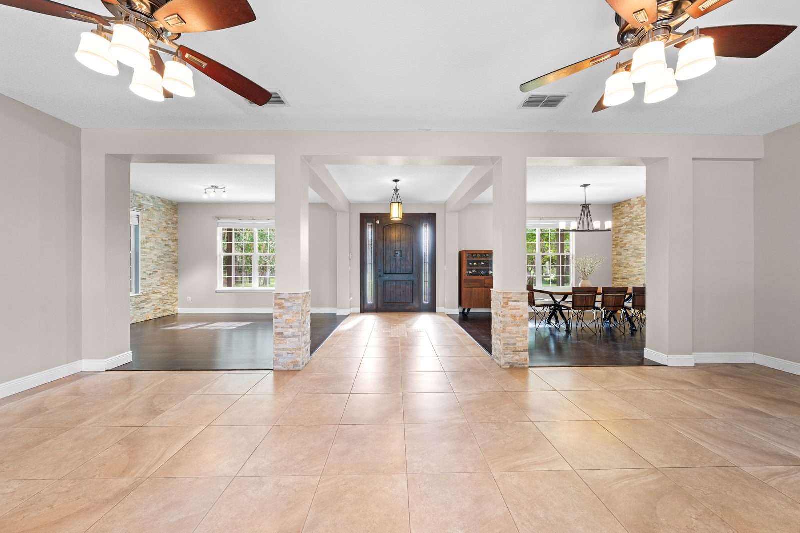Great room open to the kitchen and dining