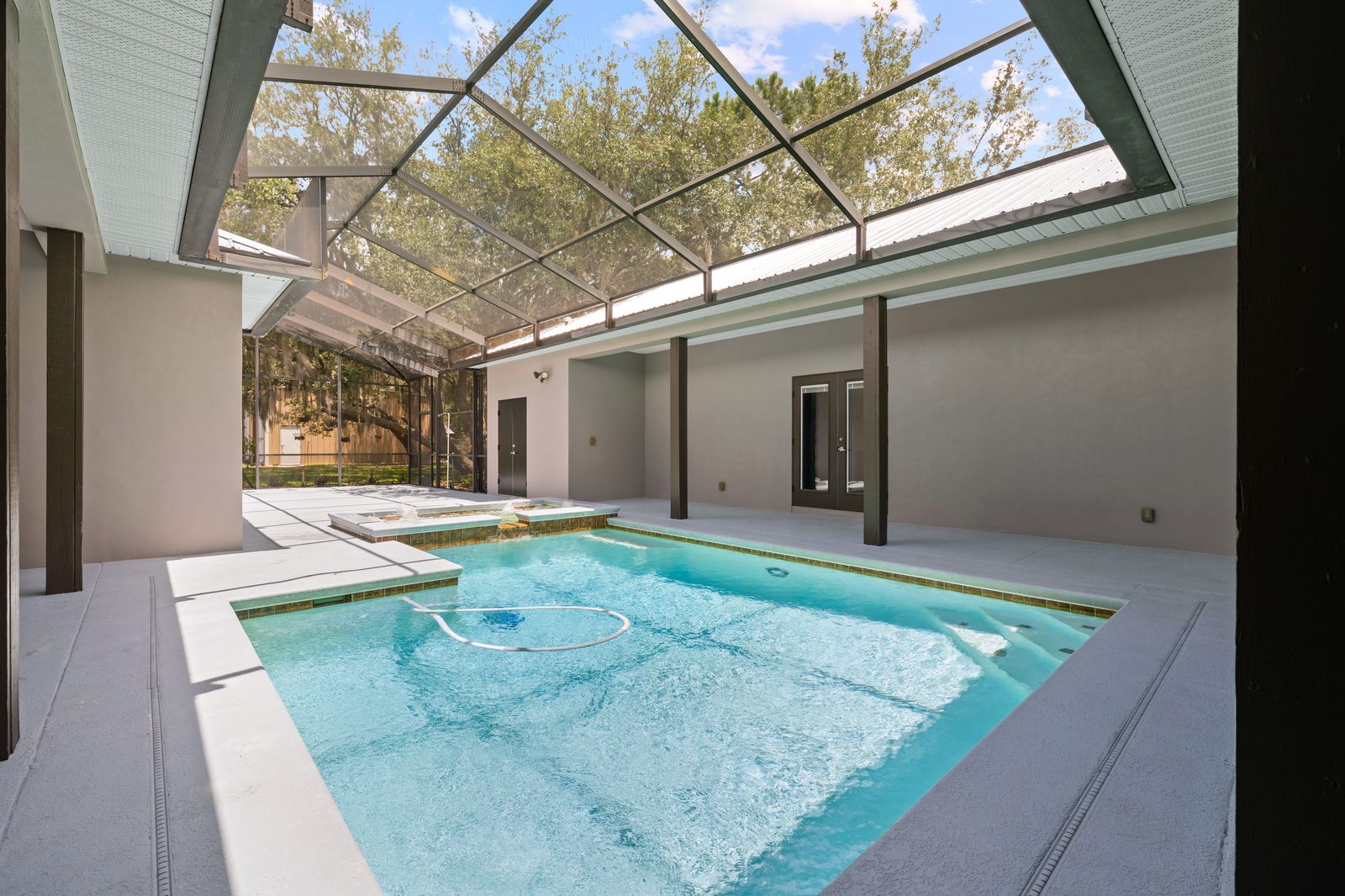 Screened saltwater courtyard pool